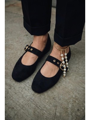 I Love Shoes Dexor Kadın Babet Siyah Süet