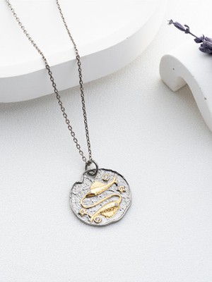 Kadın 925 Ayar Gümüş Balık Burcu Kolye | Kişiye Özel Tasarım | Hediye Kutusunda