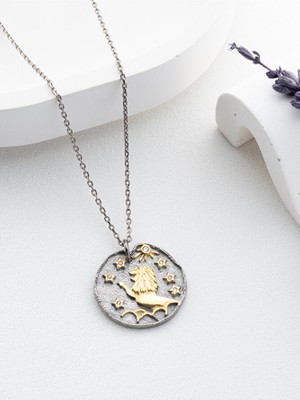 Kadın 925 Ayar Gümüş Aslan Burcu Kolye | Kişiye Özel Tasarım | Hediye Kutusunda