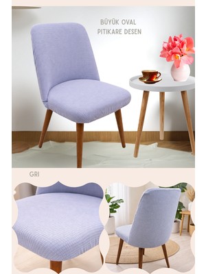 UY STYLE Likrali Büyük Oval Sandalye Kılıfı,lastikli, Esnekli Sandalye Örtüsü Pitikare Desen 1 Adet
