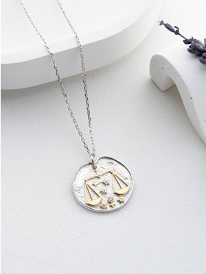 Two Arts Kadın 925 Ayar Gümüş Terazi Burcu Kolye | Kişiye Özel Tasarım | Hediye Kutusunda