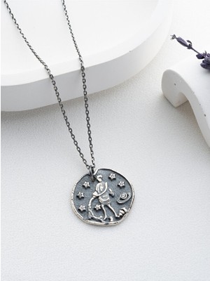 Kadın 925 Ayar Gümüş Kova Burcu Kolye | Kişiye Özel Tasarım | Hediye Kutusunda