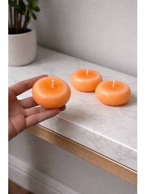 Yasmella Home 3’lü Pastel Turuncu Yüzen Mum (4-6 Saat Arası Yanmaktadır)