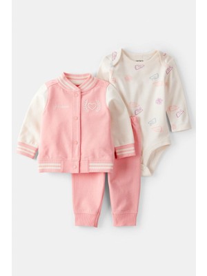 Carter's Kız Bebek Pembe 3lü Hırkalı