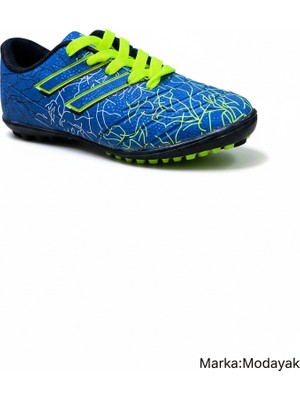 Modayak Walked 103 Mavi Sarı Çorapsız  Halı Saha Krampon Futbol Ayakkabısı