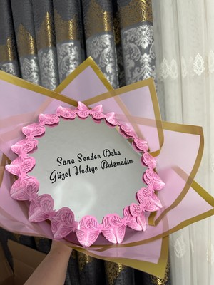 Satence Store Aynalı Yazılı Kelebek Buketi-Pembe