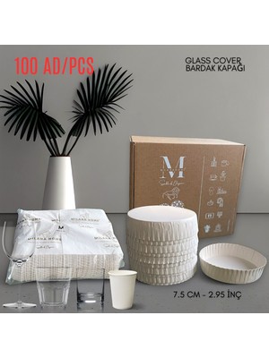 Asb Ambalaj Bardak Kapağı Kağıt, Bardak Kapağı Karton, Cam Bardak Kapağı 75 mm 100 Adet