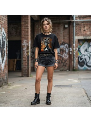 Cyberqueen – Kodlanmış Güzellik Oversize T-Shirt Siyah