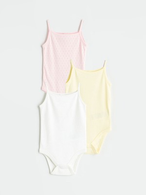 Lc Waikiki Yeni Sezon Kare Yaka Kız Bebek Çıtçıtlı Bodysuit 3'lü