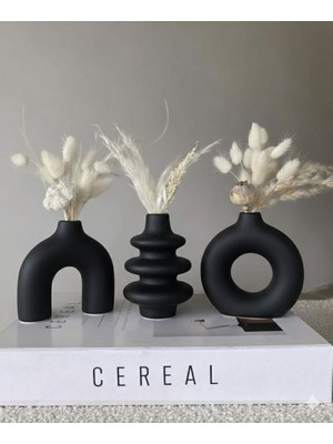 Lenisa 3'lü Set Minimal Vazo Modern Dekoratif Taş Tozu