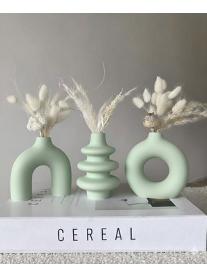 Lenisa 3'lü Set Minimal Vazo Modern Dekoratif Taş Tozu