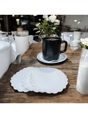 Asb Ambalaj Kağıt Bardak Altlığı Cam Bardak Altlığı Yuvarlak Papatya Tırtıklı Kesim 90 mm 250 Adet