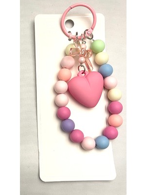 DNC Kalp Bag Charm Anahtarlık – Boncuklu Çanta Aksesuarı – Pembe ve Pastel Model Seçenekli Trend Çanta Süsü