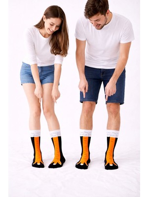 Çorap Dünyam 1 Çift Unisex Tavuk Bacak Desenli Kolej Çorap