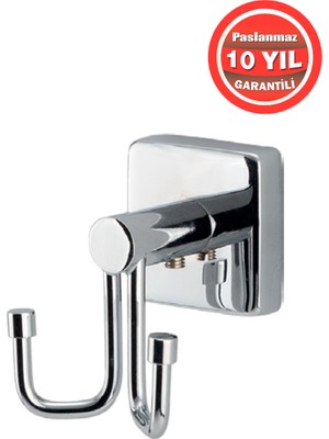 Banyom Home Krom Paslanmaz Pirinç Vizyon Çiftli Bornozluk Banyo Askısı