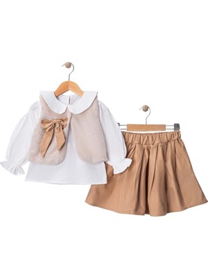 Gültekin Bebe Wow Gabardin Etek Peluş Yelekli Gömlekli Takım 2-5 YAŞ-450045337 - Kahverengi