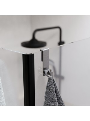 Zift Unique Inoks Satine 304 Paslanmaz Çelik Duşakabin Askısı - Sadece 6mm Sabit Cam Için - Sürgülü Kapıya Uygun Değildir