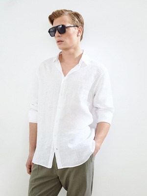 Lc Waikiki Yeni Sezon Regular Fit Uzun Kollu %100 Keten Erkek Gömlek