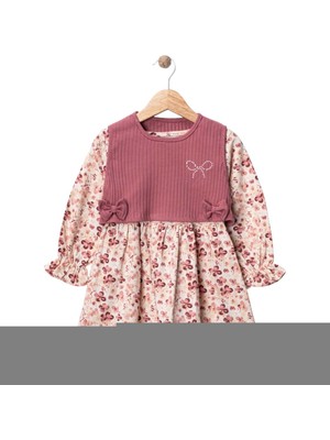 Gültekin Bebe Wow Çiçekli Penye Ikili Elbise 1-4 Yaş -450959180 - Mor