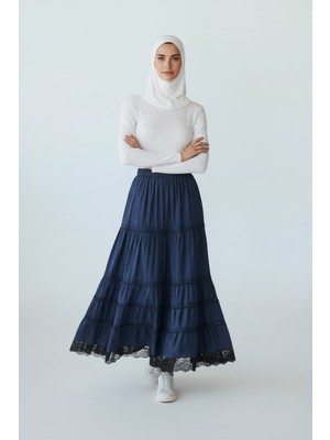 Kadın Beli Lastikli Katlı Çingene Etek