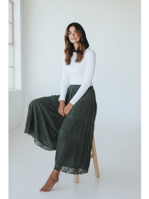 0kadın Beli Lastikli Katlı Çingene Etek