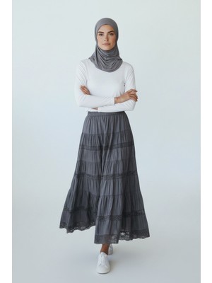 0kadın Beli Lastikli Katlı Çingene Etek