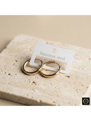Stainless Steel 316L Çelik Gold Renk Klasik Halka Küpe