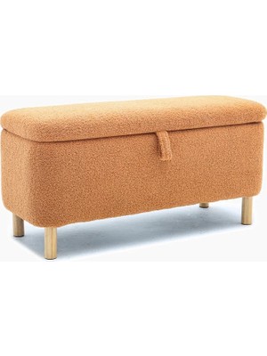 Argedemo Fix Ahşap Ayaklı Sandıklı Benç Ayakucu Puf Welsoft Peluş Kumaş