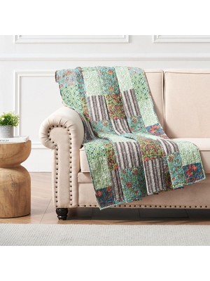 Hepta Collection Greenland Home Jasmin Boho Tarzı Ters Çevrilebilir Örtü Yorganı, 127X152 Cm, Yeşim Taşı