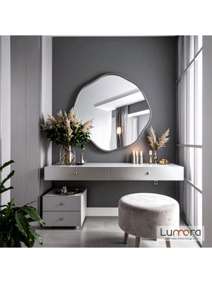 Lumora Mirror Design Kael Modern Gümüş Boyalı Mdf Çerçeveli Dekoratif Ayna