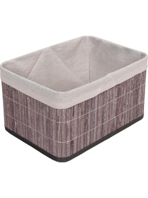 Hepta Collection Bambu Çok Amaçlı Saklama Düzenleyici Derin Boy Organizer, Dekoratif Bambu Düzenleyici Gri (32X23X17C