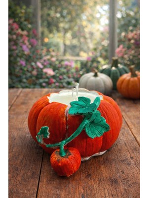 Lumus Candle Vanilya Kokulu Balkabağı Mum | %100 Doğal Soya Mum | Alçı Kase Içinde Mum | 12X7 cm