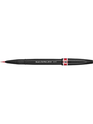 Delixa Pentel Sing Pen Brush Ince Uçlu Fırça Kalem Kırmızı