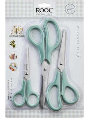 Hepta Collection Rooc Premium Serisi Ergonomik Saplı Çelik Gıdaya Temasa Uygun 3'lü Set Mutfak Makası, Yeşil