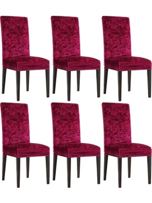 Hepta Collection Bumedo Ipek Kadife 6'lı Sandalye Kılıfı Likralı Lastikli Kadife Sandalye Örtüsü (Gri)