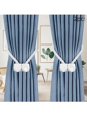 Hepta Collection Ekru 2 Adet Manyetik Perde Klipleri Iç Dekorasyon Kare Model Perde Toplayıcı Toka Perde Tutucu Akses