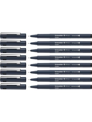 Delixa Schneider Pictus Fineliner (8 Farklı Çizgi Kalınlığı: 0,05 – 0,9 Mm) Siyah, 8'li