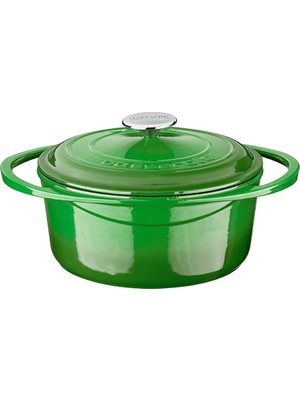 Hepta Collection Döküm Yuvarlak Tencere Döküm Demir Kapak Heritage Serisi ÇAP(Ø)24CM Yeşil