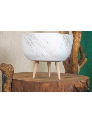 Delixa Bitkitasarımı Ev Dekorasyon Beyaz Üzeri Gold Toprak Terakota Saksı Aranjman Saksısı Bonzai Saksısı 3