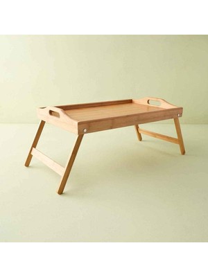 Delixa Orret Home Katlanır Ayaklı Bambu Yatak Tepsisi – Ahşap Laptop Standı, Kitap Okuma ve Çalışma Rahlesi