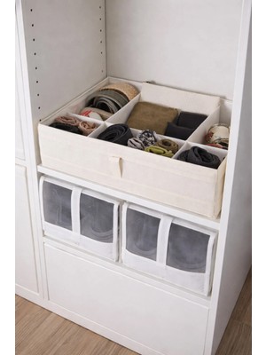 Binbir Reyon 7 Gözlü Çekmece Dolap Düzenleyici Katlanabilir 44 x 35 x 11 cm  Bej DD028