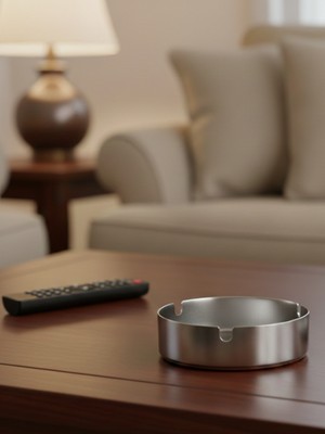 Mucit Home 10 cm Gümüş Renk Yuvarlak Paslanmaz Çelik Küllük