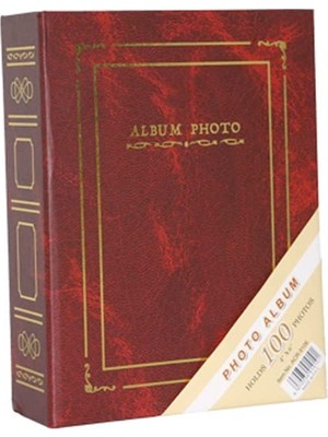 Delixa Rabsev 10X15CM 100 Fotoğraf Kapasiteli Ciltbezli Lüks Fotoğraf Albümü (Bordo)