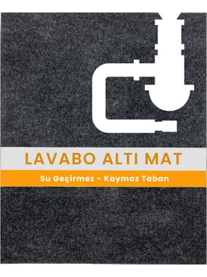Delixa Beylini Lavabo Altı Matı Sıvı Geçirmez Kaymaz Taban Evye Dolap Paspası 60X76 cm