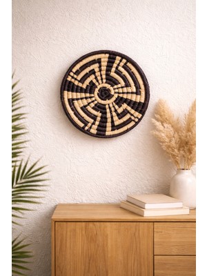 Ocean Point El Örgüsü Deniz Sazı Duvar Tabağı, Çift Katlı Doğal Lif, Dekoratif Sunum ve Duvar Aksesuarı, 30 cm