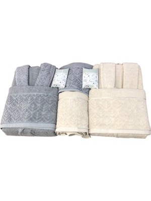 Royam Binnur Kısmı Kadife %100 Pamuklu 8 Parça Aile Bornoz Seti