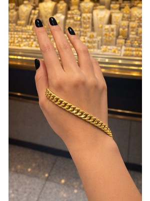 Reva Revsteel Gold Renk Kalın Zincir Bileklik – 20 cm – Paslanmaz Çelik