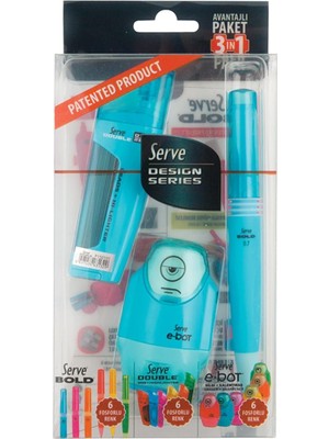 Delixa Bold Kalem & Double - Fosforlu Kalem & Ring Silgi 0.7 Mavi