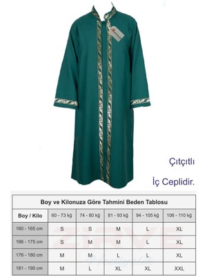 Hediyeleşin Cübbe, Sarı İşlemeli Cübbe, Sırmalı Cübbe, İmam Cübbesi - YEŞİL