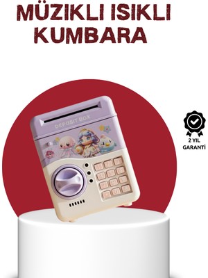 Esranın Dünyası Atm Tasarımlı Şifreli Işıklı Çocuk Kumbarası Mor STKN34-ESRDNS